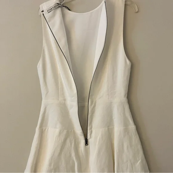 Alice + Olivia Palmira Linen Ruffle Sleeveless Mini Dress White 2 NWT - Picture 10 of 15